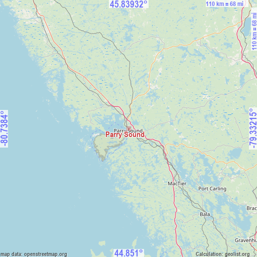 Parry Sound on map