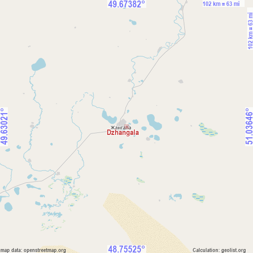 Dzhangala on map