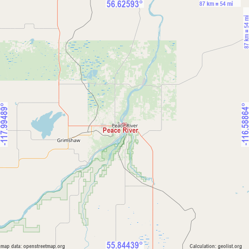 Peace River on map