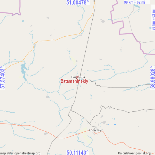 Batamshinskiy on map