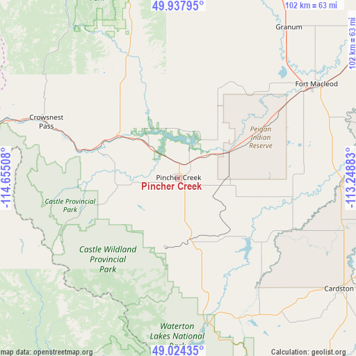 Pincher Creek on map
