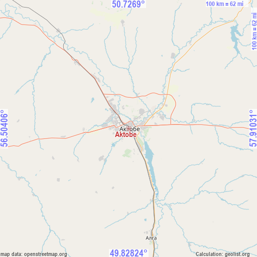 Aktobe on map
