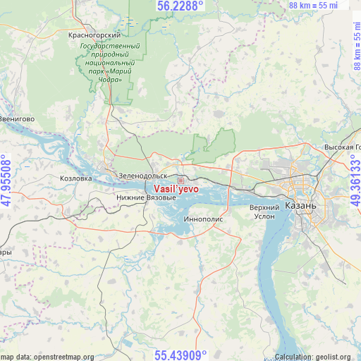 Vasil’yevo on map