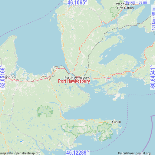 Port Hawkesbury on map