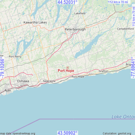 Port Hope on map