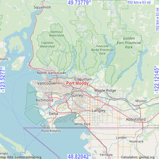 Port Moody on map