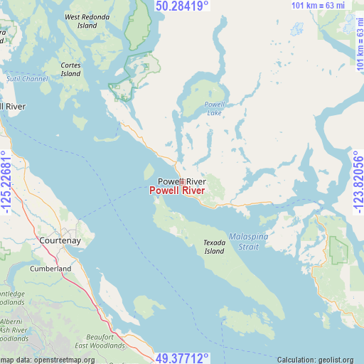 Powell River on map