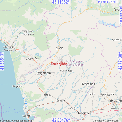 Tsalenjikha on map