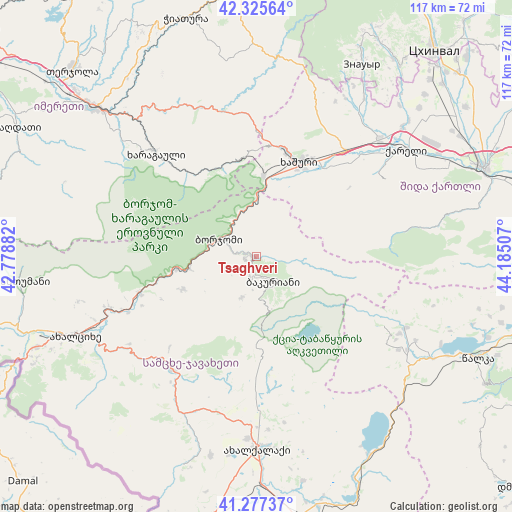 Tsaghveri on map
