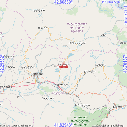 Tqibuli on map