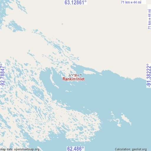 Rankin Inlet on map