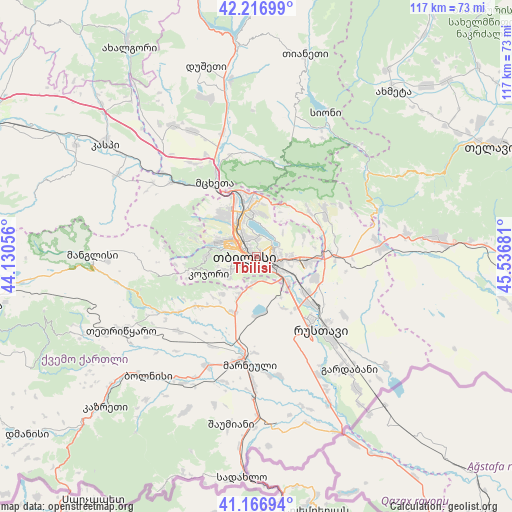 Tbilisi on map