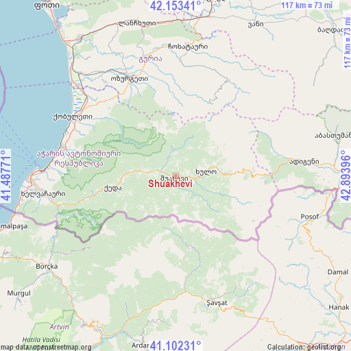 Shuakhevi on map