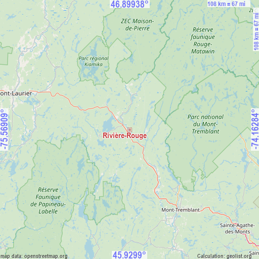 Rivière-Rouge on map