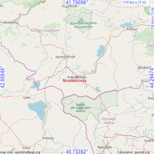 Ninotsminda on map