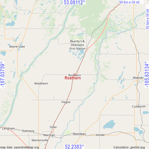Rosthern on map