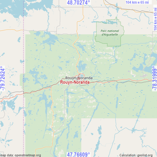 Rouyn-Noranda on map