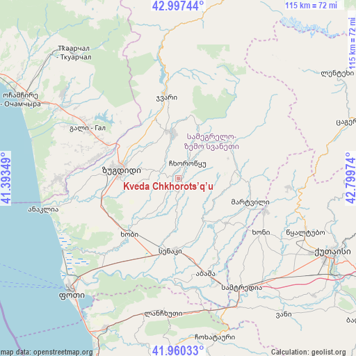 Kveda Chkhorots’q’u on map