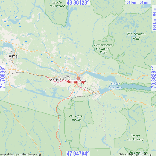 Saguenay on map