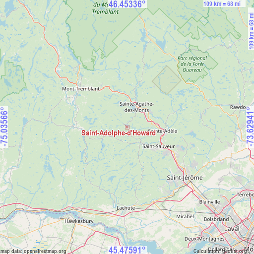 Saint-Adolphe-d'Howard on map