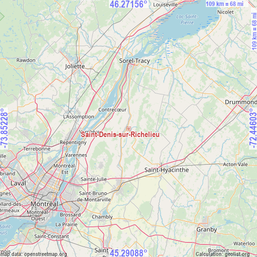 Saint-Denis-sur-Richelieu on map