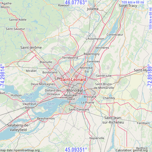 Saint-Léonard on map