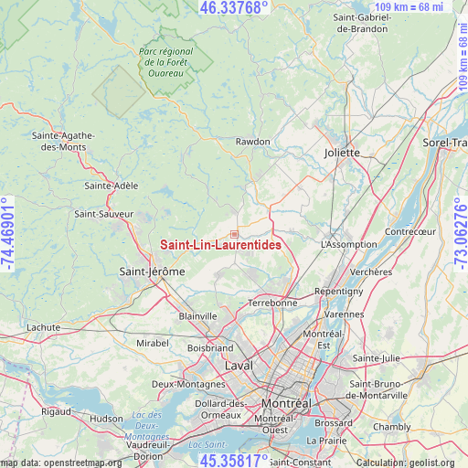 Saint-Lin-Laurentides on map