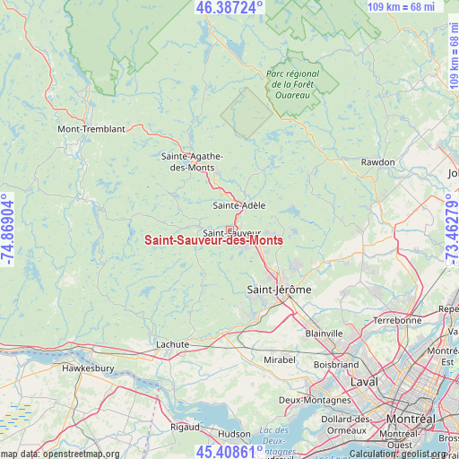 Saint-Sauveur-des-Monts on map