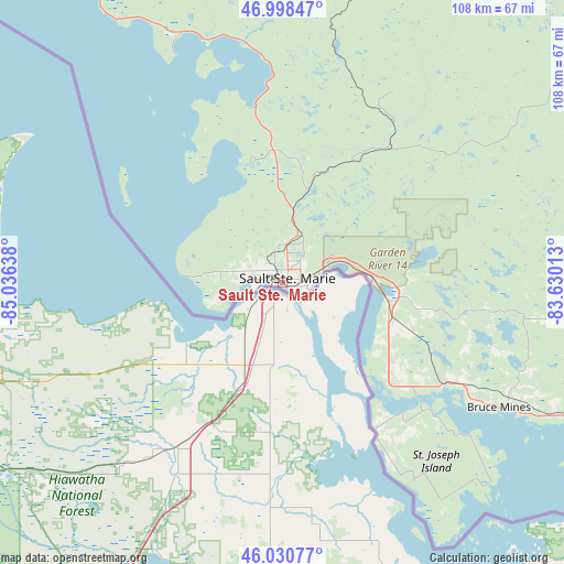 Sault Ste. Marie on map