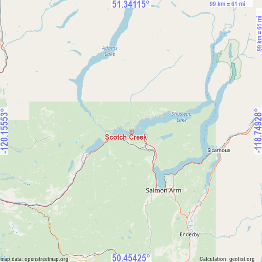 Scotch Creek on map