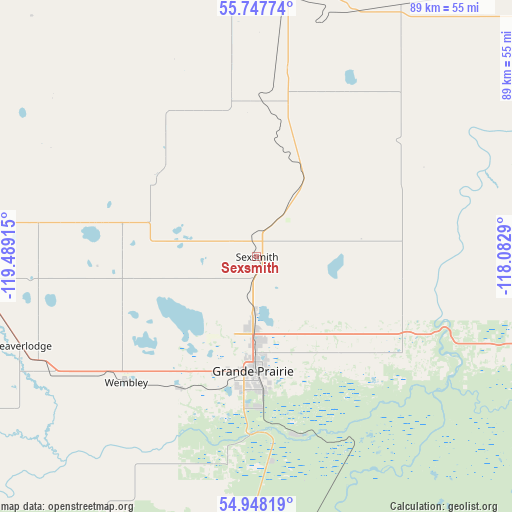 Sexsmith on map