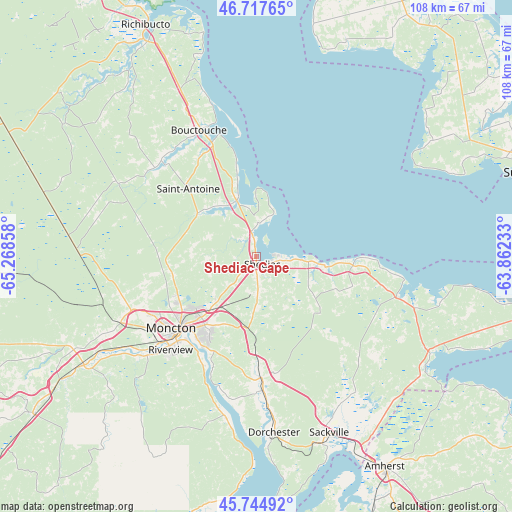 Shediac Cape on map