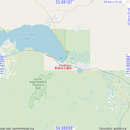 Slave Lake on map