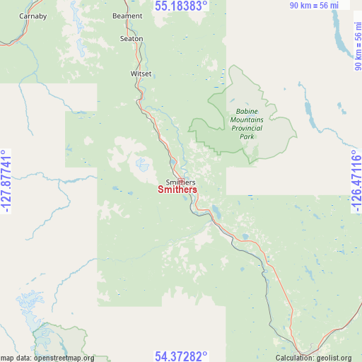 Smithers on map