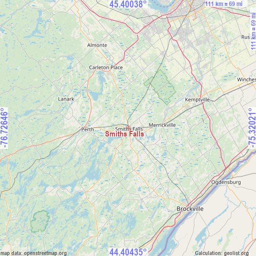 Smiths Falls on map