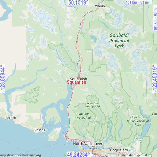 Squamish on map