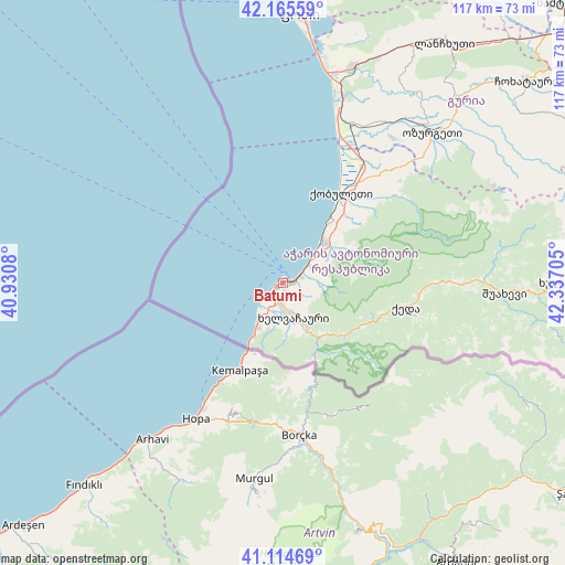 Batumi on map