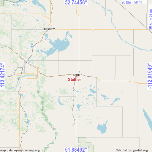 Stettler on map