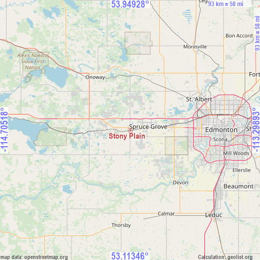 Stony Plain on map