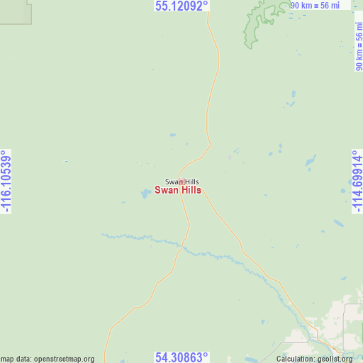 Swan Hills on map