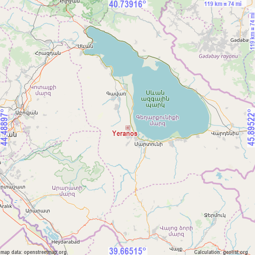 Yeranos on map