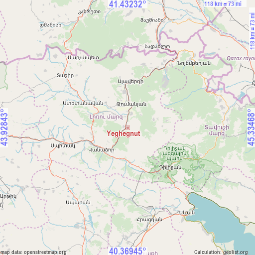 Yeghegnut on map