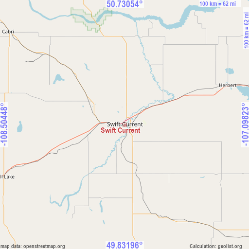 Swift Current on map