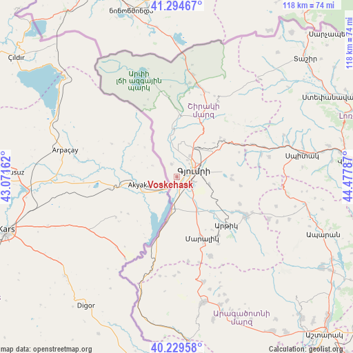 Voskehask on map