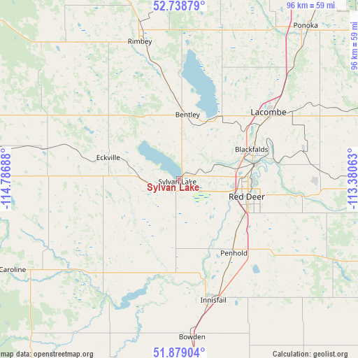 Sylvan Lake on map