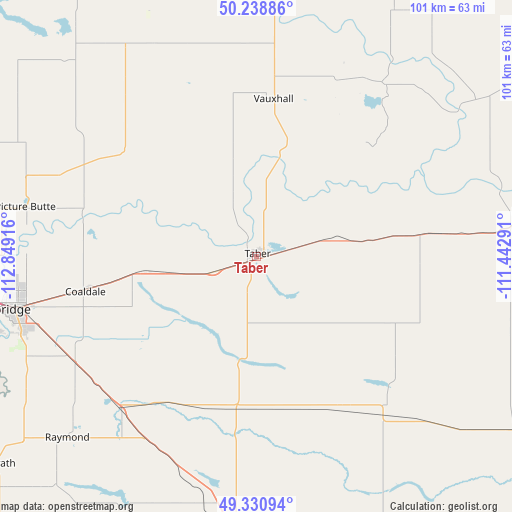 Taber on map