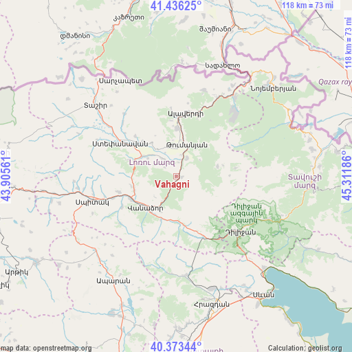 Vahagni on map