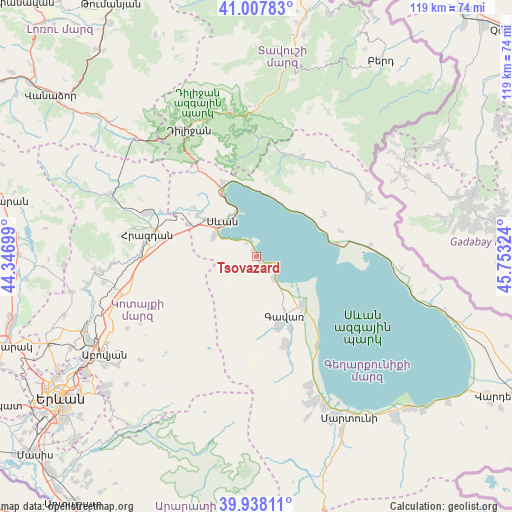Tsovazard on map