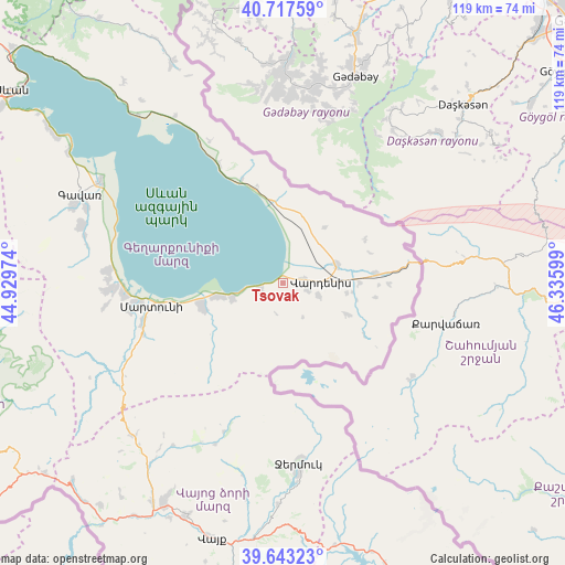 Tsovak on map