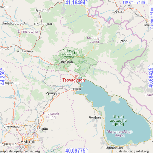 Tsovagyugh on map